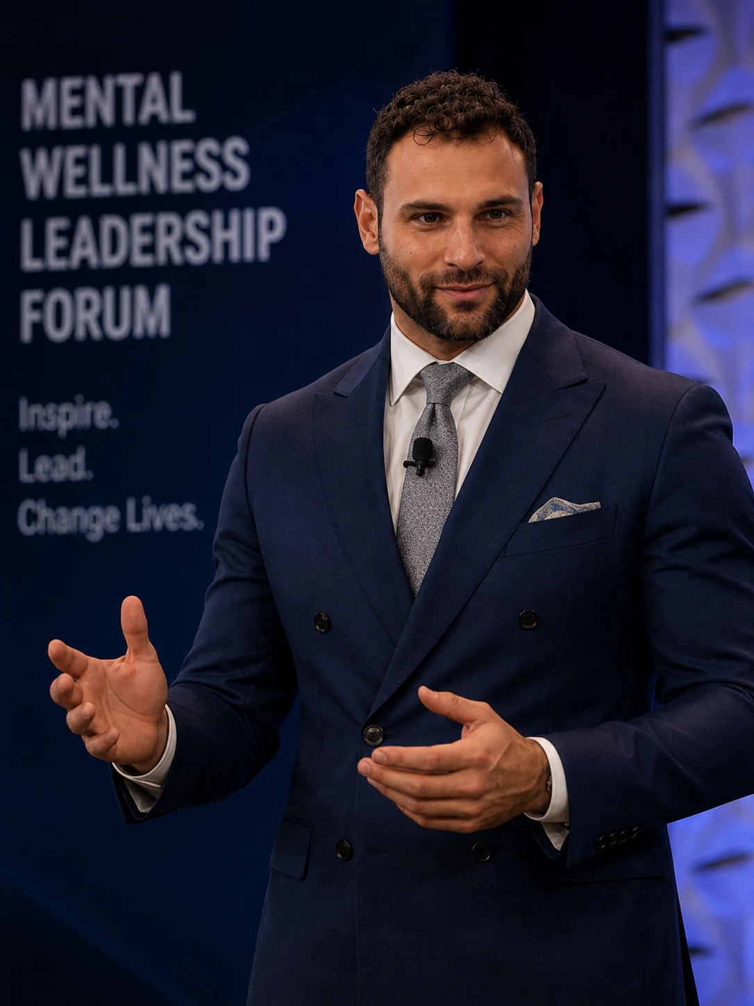Michael Marcus speaking at a mental wellness leadership forum